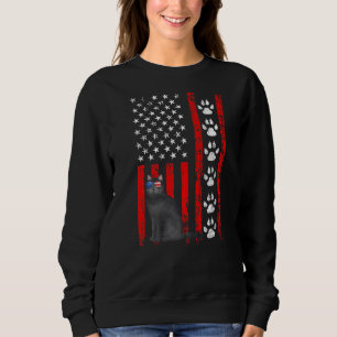 British Shorthair Cat 4th Of July Patriotic Americ Sweatshirt