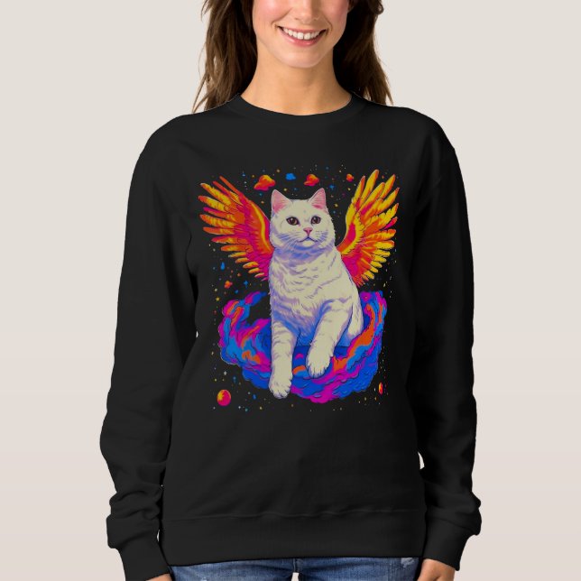 British Shorthair Cat Angel Wings Sweatshirt (Front)