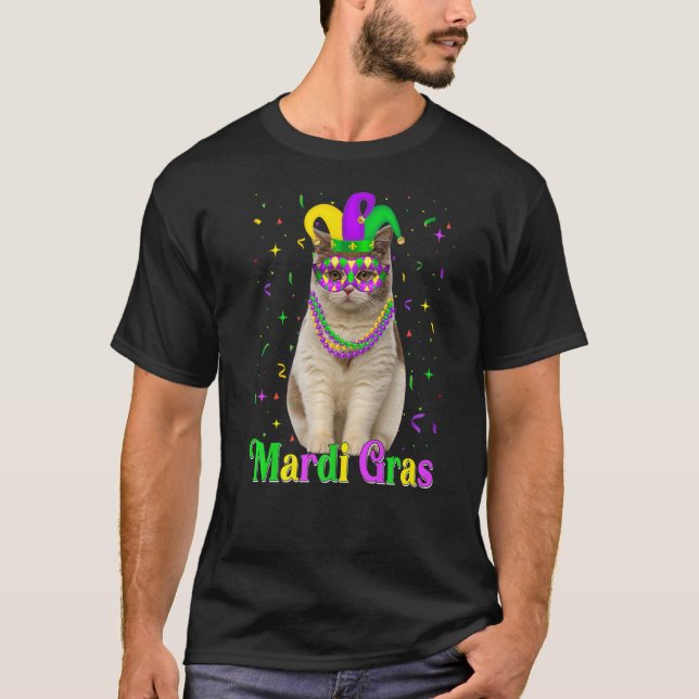 British Shorthair Cat Animals Mardi Gras Carnivals T-Shirt (Front)