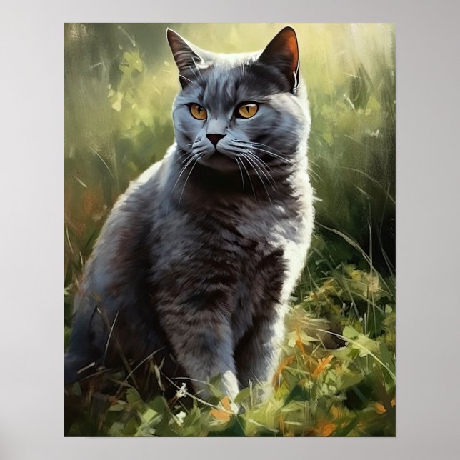 British Shorthair Cat Art Print Poster (Front)