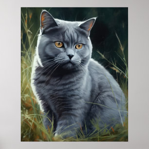 British Shorthair Cat Art Print Poster