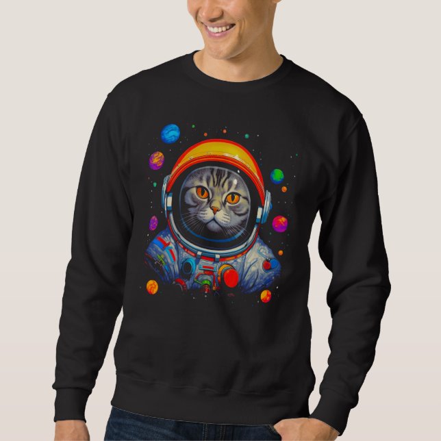 British Shorthair Cat Astronaut Sweatshirt (Front)