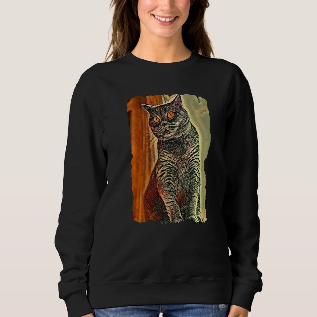British Shorthair Cat Cute Cats Mom And Cat Dad Sweatshirt (Front)