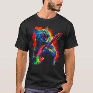 British Shorthair Cat Guitar Music T-Shirt