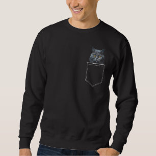 British Shorthair Cat In A Pocket Blue Cats Owner  Sweatshirt