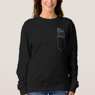 British Shorthair Cat In A Pocket Green Eyes Blue  Sweatshirt