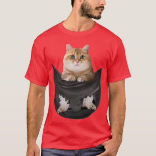 British Shorthair Cat In Pocket Kitty Funny Cats L T-Shirt
