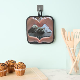 British Shorthair Cat Kitty in Heart Pot Holder