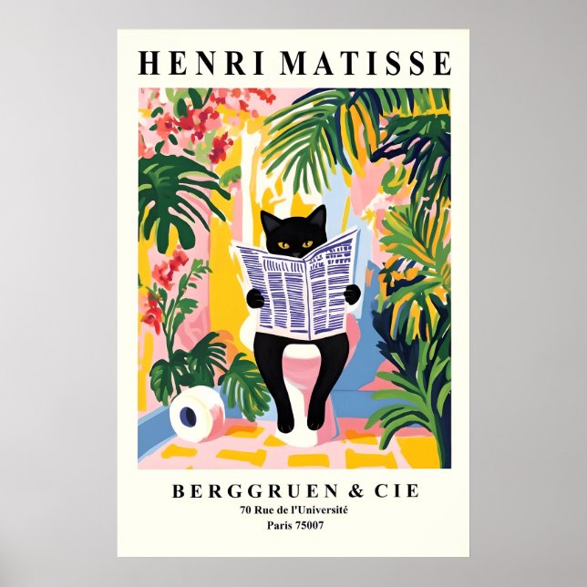 British Shorthair Cat on a Toilet Print - Matisse (Front)