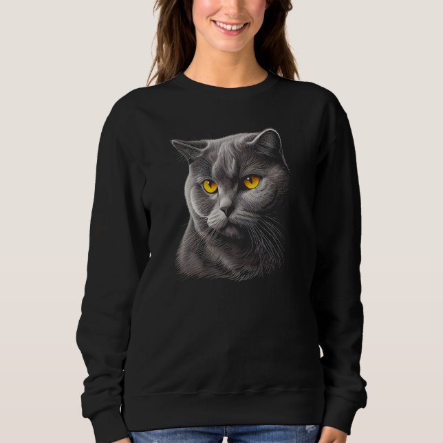 British Shorthair Cat Owner Owners Blue Cats  Grap Sweatshirt (Front)