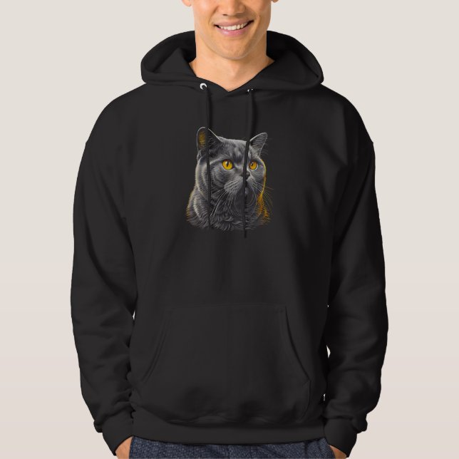 British Shorthair Cat Owner Owners Cats Blue Graph Hoodie (Front)