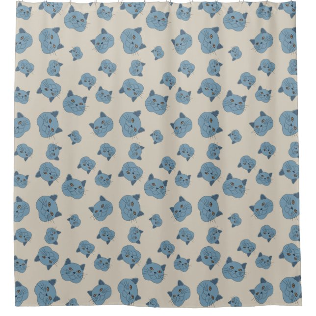 British Shorthair Cat Pattern Shower Curtain (Front)