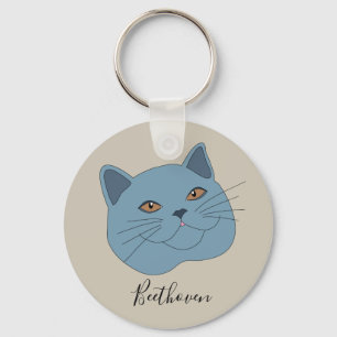 British Shorthair Cat Personalised Key Ring