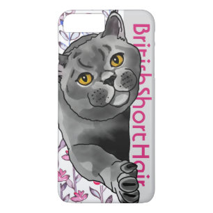 British Shorthair Cat + Pet Name iPhone 8 Plus/7 Plus Case