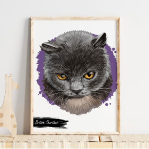 British Shorthair Cat Print   Cat Wall Print