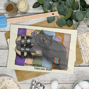 British Shorthair Cat Sandals Beach Ready Funny Tea Towel