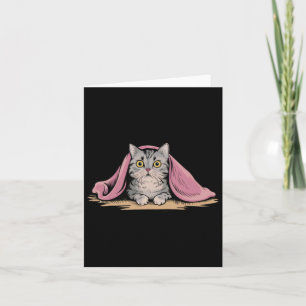 British Shorthair Cat Under A Pink Blanket Sticker Card