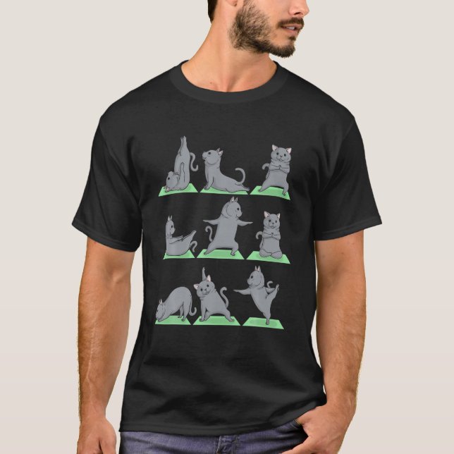 British Shorthair Cat Yoga Pose Zen Kitty Workout T-Shirt (Front)