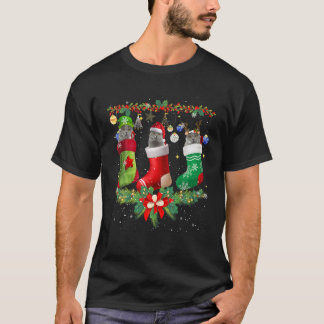 British Shorthair Cats In Christmas Sock Cat Lover T-Shirt
