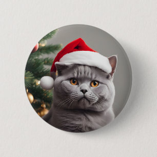 British Shorthair Christmas 6 Cm Round Badge