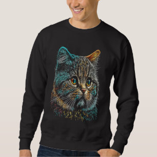 British Shorthair Colourful graphic Cat Dad Mum Sweatshirt