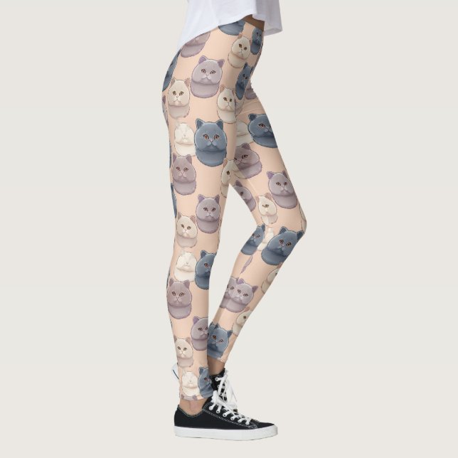 British Shorthair Cute Cat Lover Pattern Leggings (Right)