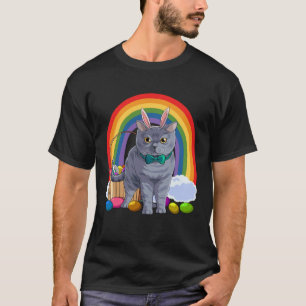 British Shorthair Easter Eggs Bunny Cat T-Shirt