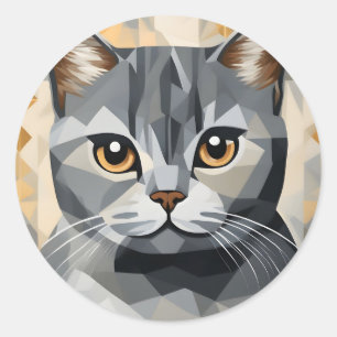 British Shorthair in Shapes Geometric Classic Round Sticker