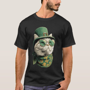 British Shorthair with Sunglasses Shamrocks St Pat T-Shirt