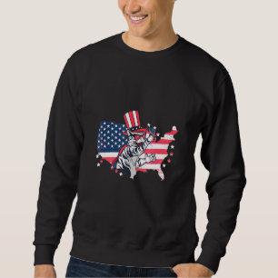 British Shorthair With Us Flag In Paw In Front Of  Sweatshirt