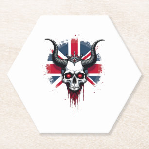 British Skull England UK Flag Premium T-Shirt (1) Paper Coaster