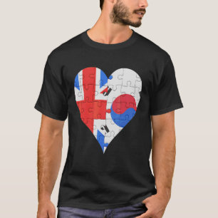 British South Korean Flag Heart T-Shirt