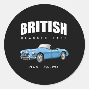 British Sports Car Mg Mga Classic Round Sticker