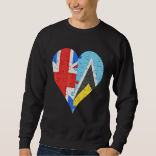 British St Lucian Flag Heart Sweatshirt