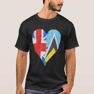 British St Lucian Flag Heart T-Shirt