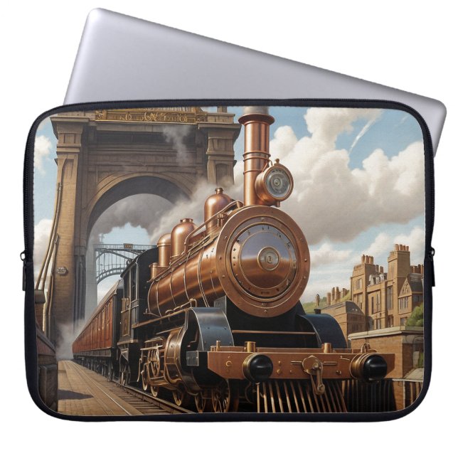 British Steam Train Leaving London Laptop Sleeve (Front)