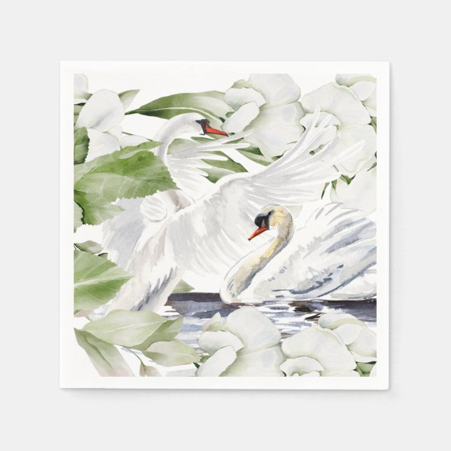 British Swan floral SET OF 50 Napkin (Front)