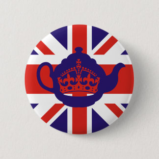 British Teapot Flag 6 Cm Round Badge