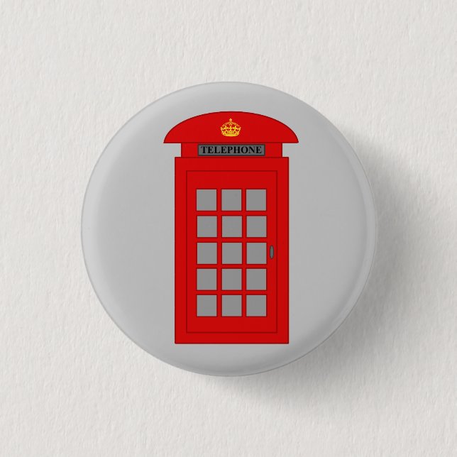 British Telephone Box 3 Cm Round Badge (Front)