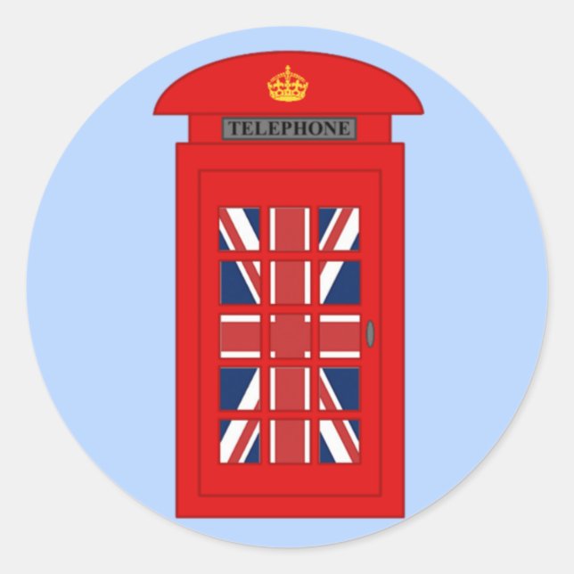 British Telephone Box Classic Round Sticker (Front)