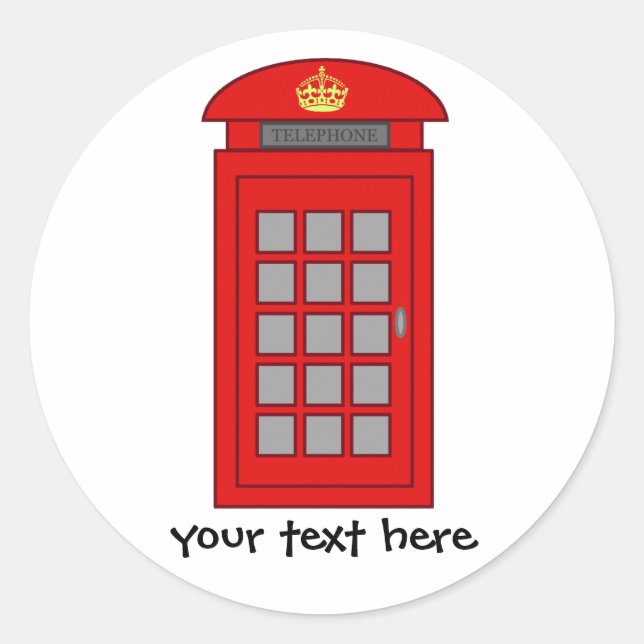 British Telephone Box Classic Round Sticker (Front)