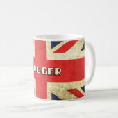 British Text on Union Jack Grunge | Bugger Coffee Mug (Front Right)