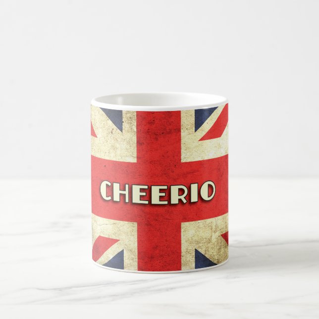 British Text on Union Jack Grunge | Cheerio Coffee Mug (Center)