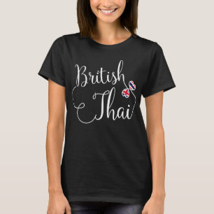 British Thai Flags Entwinted Hearts T-Shirt