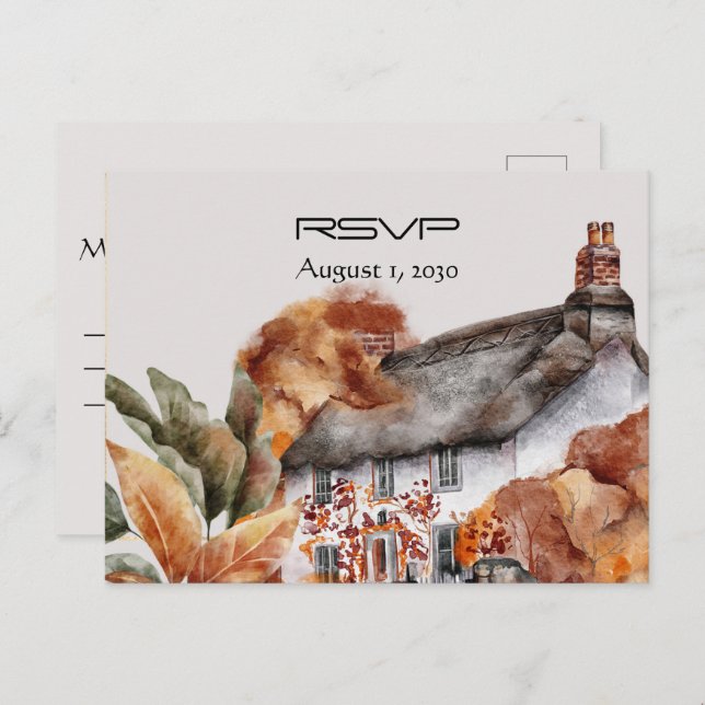 British Thatched Cottage RSVP Postcard (Front/Back)