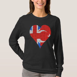British Turkish Flag Heart T-Shirt