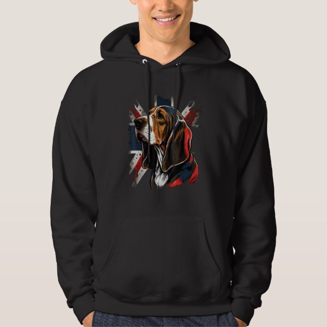 British UK Basset Hound on Great Britain Basset Ho Hoodie (Front)