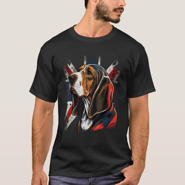 British UK Basset Hound on Great Britain Basset Ho T-Shirt (Front)