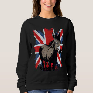 British UK Donkey on Great Britain Donkey Sweatshirt