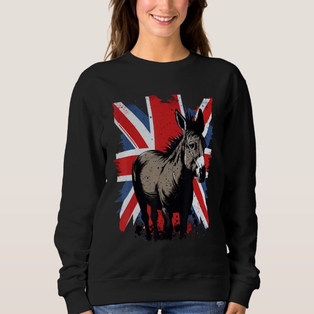British UK Donkey on Great Britain Donkey Sweatshirt (Front)